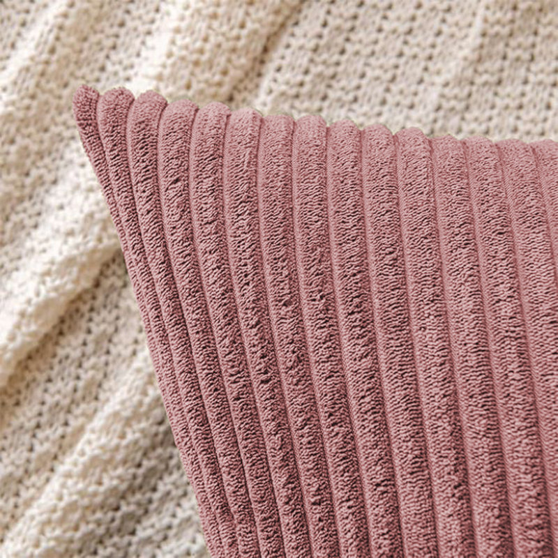 Striped Heavy Crushed Velvet Cushion Cover (Set Of 2) , Light Pink