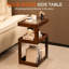 Table d'appoint en bois massif, petite table de bout à 3 niveaux, table d'appoint brune 100% pin, plateau en acrylique cannelé, style rétro géométrique, table de bout MCM, rangement ouvert, pour salon, canapé, chambre à coucher, étroit