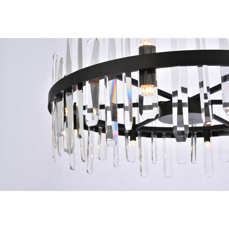 Marlow 16 - Light Dimmable Drum Chandelier, Black, 12" H x 32" W x 32" D