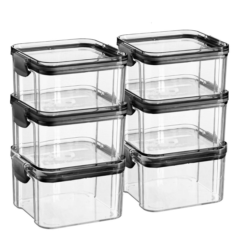 Argon Tableware - 6x Food Storage Containers - 460ml, Black