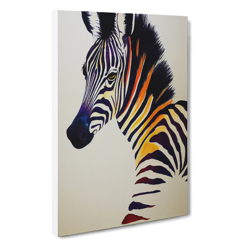XC1022-1657X Colourful Zebra - Wrapped Canvas Print, 50cm H x 35cm W x 3cm D