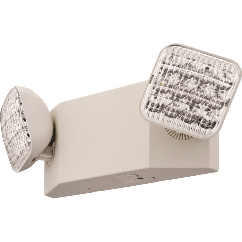Off White Hardwired Dual Lamp LED Emergency Light