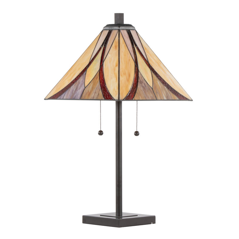 Ren 30" Traditional Table Lamp In Oil Rubbed Bronze Metal With Brown And Cream Glass By , Brown