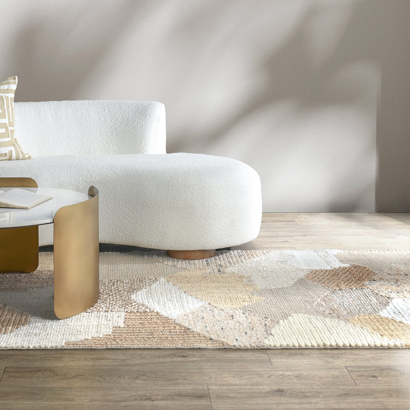 Tapis décoratif en jute tissé à la main Bondo, Rectangulaire 2 pi x 3 pi