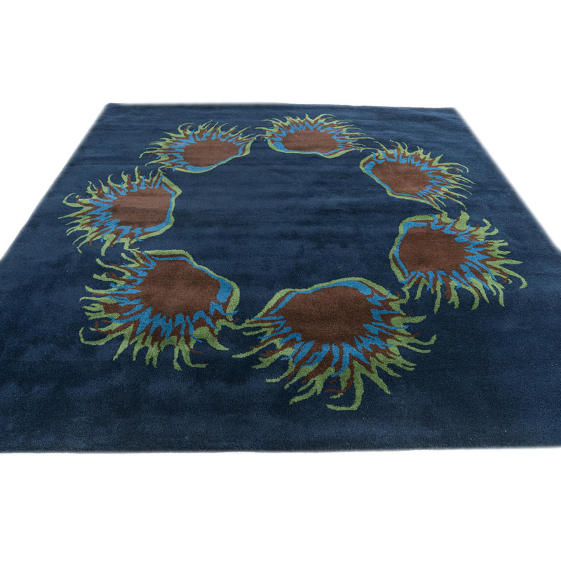 Tapis carré bleu marine Noell