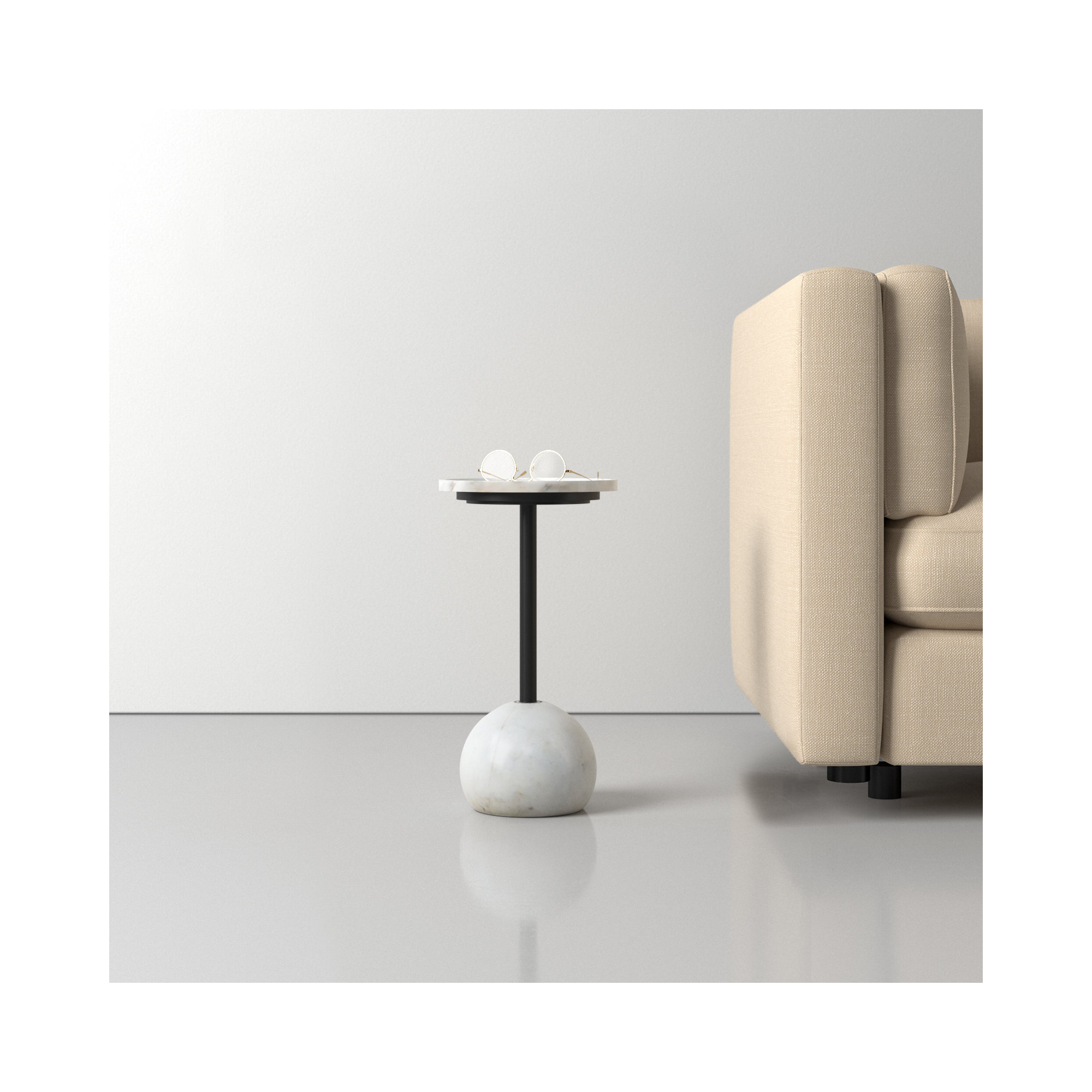 End Table, Polished White
