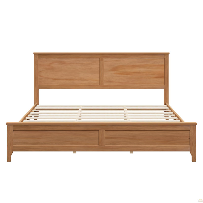 Lit plateforme très grand en bois massif avec support de lattes en bois robuste, aucun sommier tapissier requis, Brown
