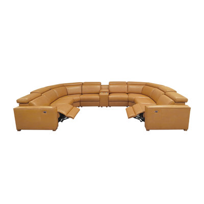 Bechper Top-Grain Leather Reclining Modular Sectional