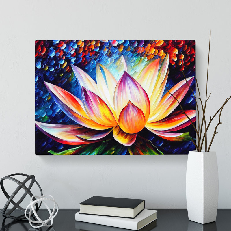 Painted Lotus Flower Vol.3 Abstract - Wrapped Canvas, 35cm H x 50cm W x 3cm D