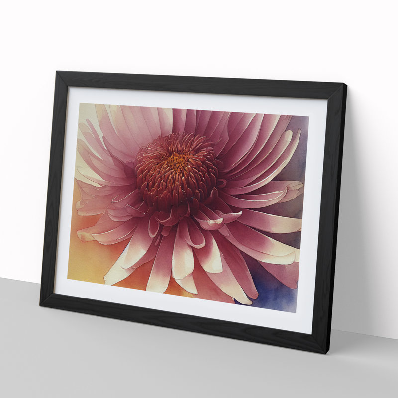 Chrysanthemum Watercolour Flower Vol.4 - Framed Print, Black, 46cm H x 64cm W x 2cm D