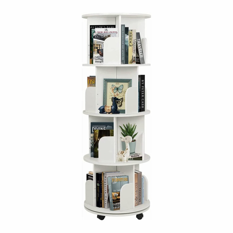 360° Rotating Bookshelf with Wheels for Easy Movement and Space-Saving