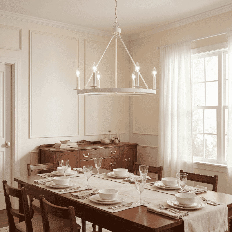 Lustre 6 lumières façon bougie Fontanne, Noir mat, E12/candélabre, Non