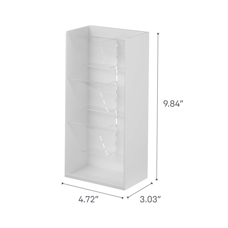 White Angled Adjustable Makeup Organizer with Transparent Trays