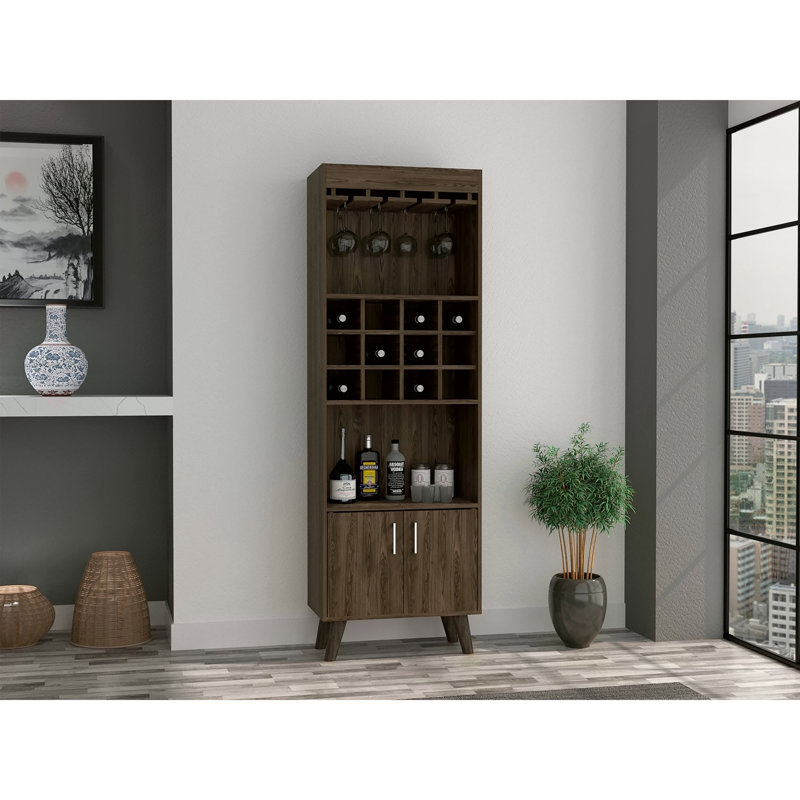 Bar 1 tiroir foncé à 2 tiroirs en noyer foncé