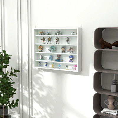 5-Tier Display Cabinet, Glass Display Case With 2 Doors And Adjustable Shelves, Wall-Mounted