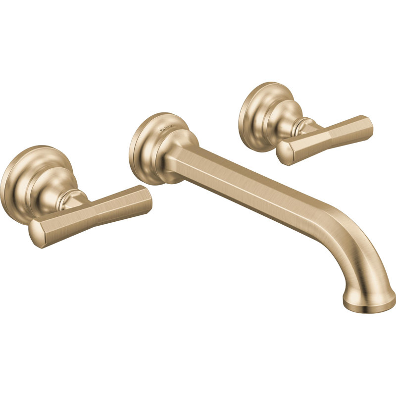 Beauclere™ Two-Handle Wall Mount Lavatory Faucet, Brilliance Luxe Gold, Cross Handle