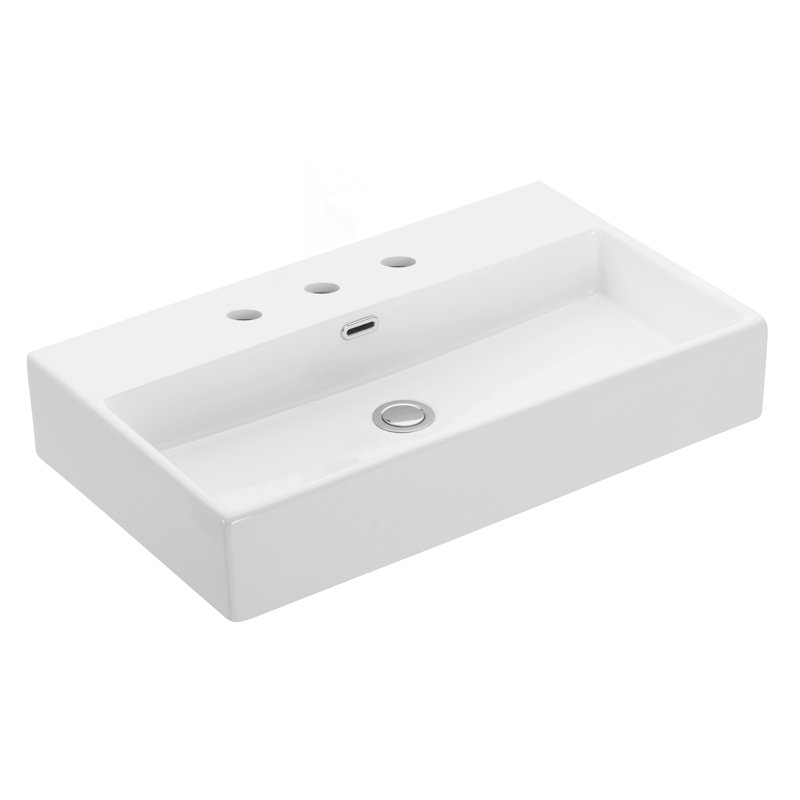 Quattro 27.6'' L Bathroom Sink, Glossy White