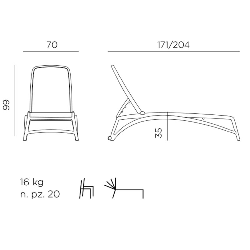 Atlantico Outdoor Chaise Lounge, Antracite/Antracite