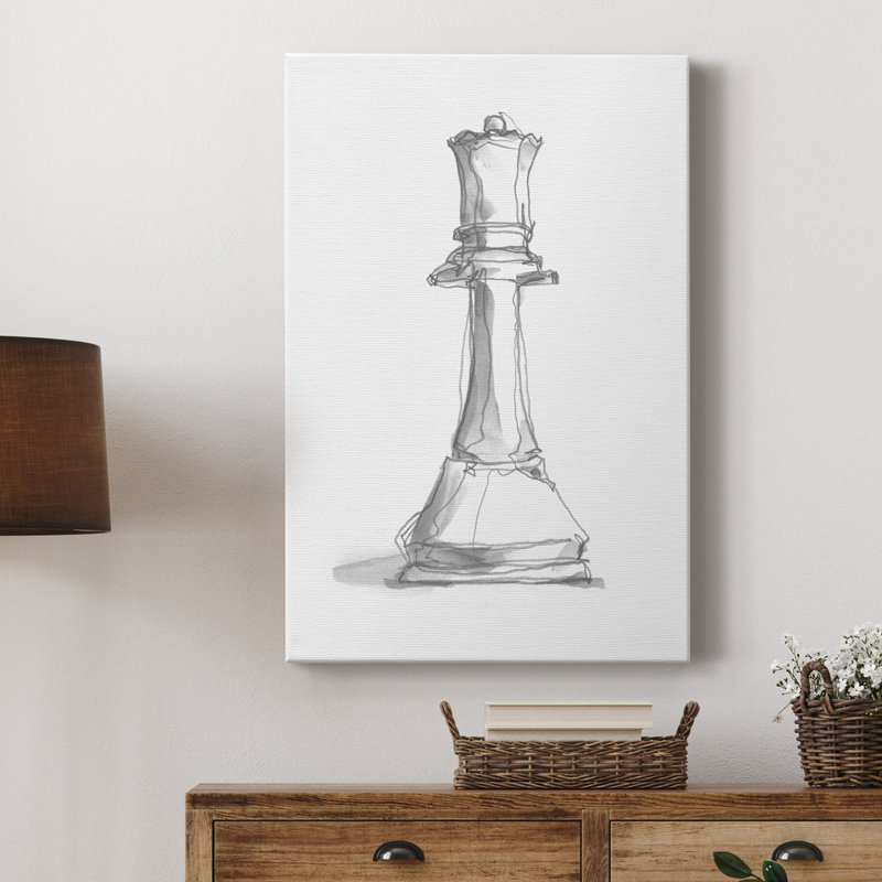 Chess Room Study III, toile tendue avec châssis de qualité supérieure - prête à être accrochée, H 60 po x l 40 po x P 1 po