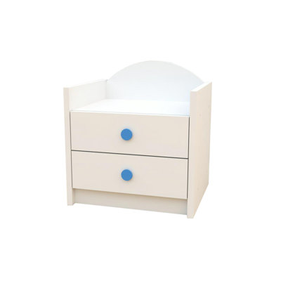 Szn01 bedside table, white, blue handle
