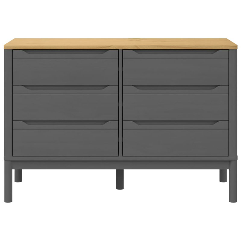 Commode en bois de pin massif FLORO Latitude Run®, Brun / gris