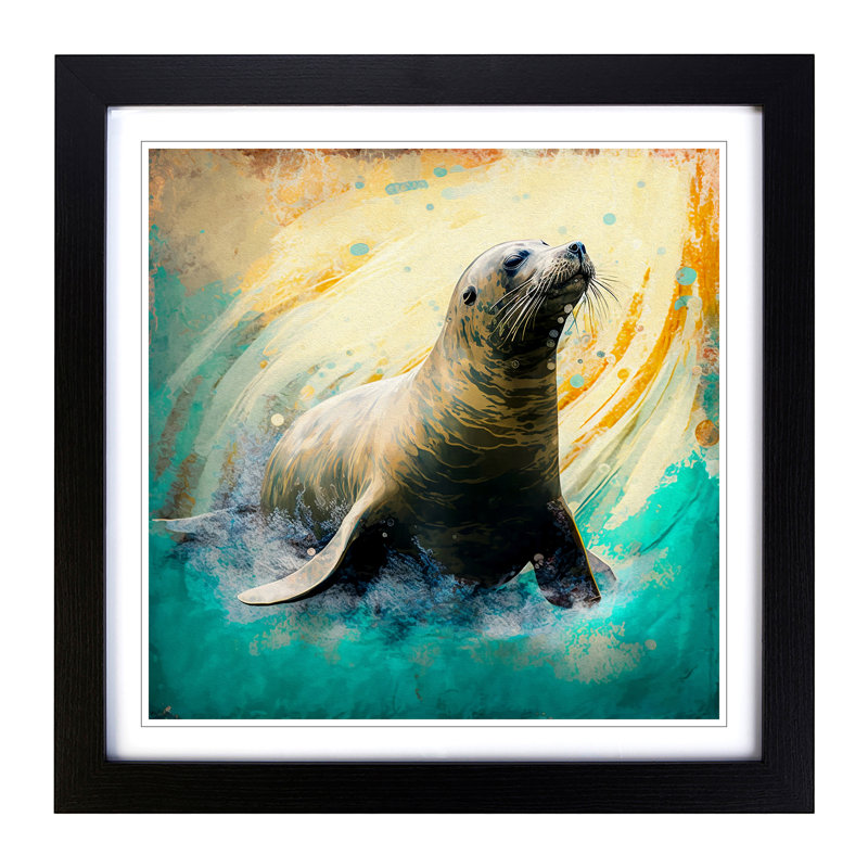 Seal Gestural Art No.1 - Framed Print, Black