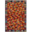 Tapis géométrique bleu / orange en laine noué à la main à motif géométrique 3 pi 4 po x 4 pi 11 po Laudalino