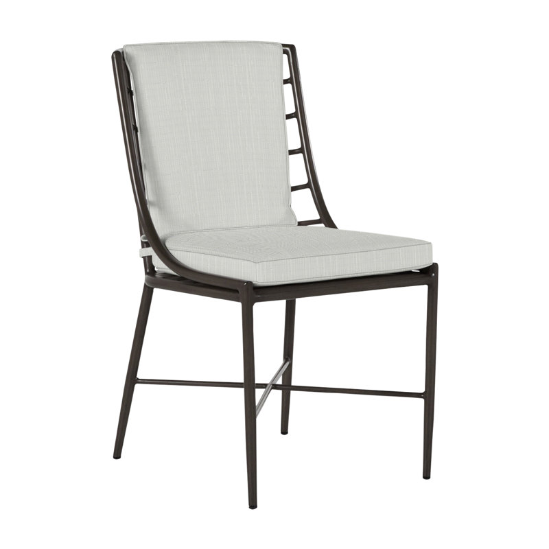 Carmel Patio Dining Side Chair with Cushions, No Welt, Verona Silver
