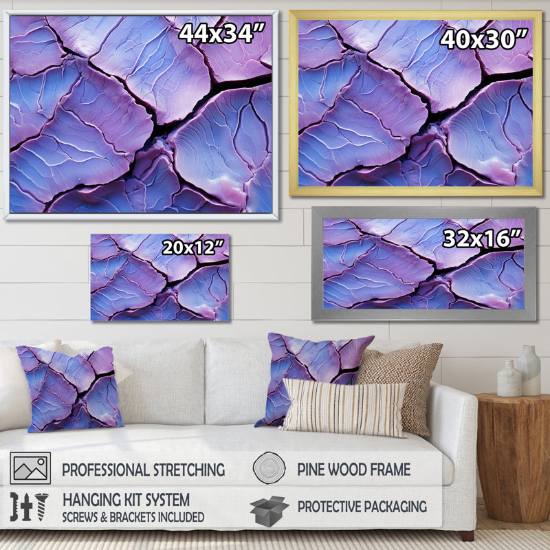 Pierre mauve volcanique Geode I - Art mural en pierre géode, Cadre doré à coins fermés, H 12 po x l 20 po x P 1 po