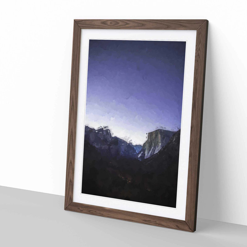 Yosemite Valley at Night in California in Abstract - Picture Frame Graphic Art Print, Walnut, 91cm H x 60cm W x 2cm D
