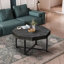 Table basse en bois octogonale rétro avec patchwork de 30 pouces en bois-1544111952