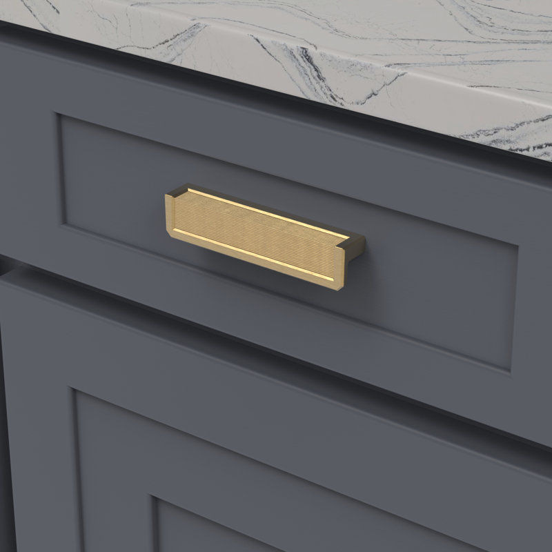 Bijou Linea Collection Pull 3 Inch Center to Center, Brushed Golden Brass