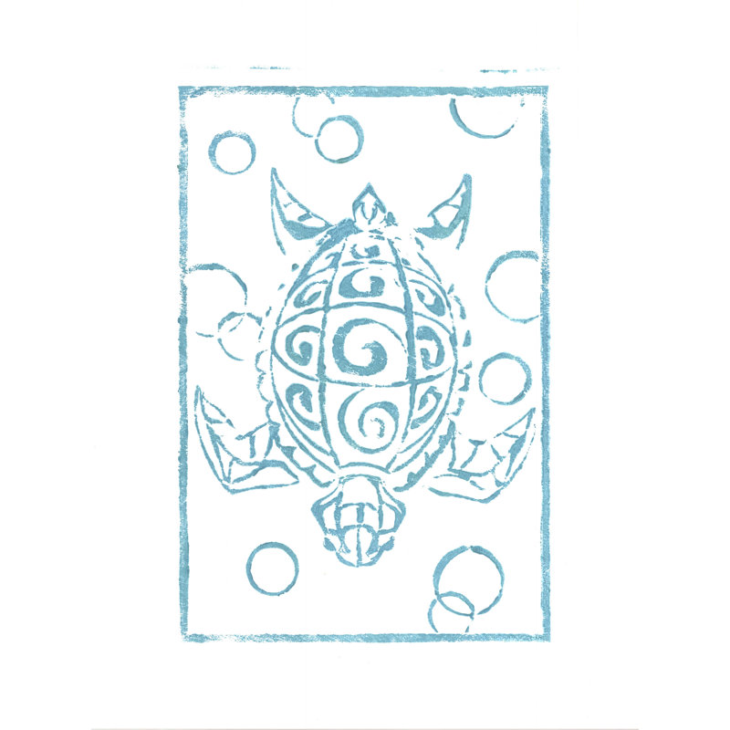 Tortue imprimée, H 48 po x l 36 po