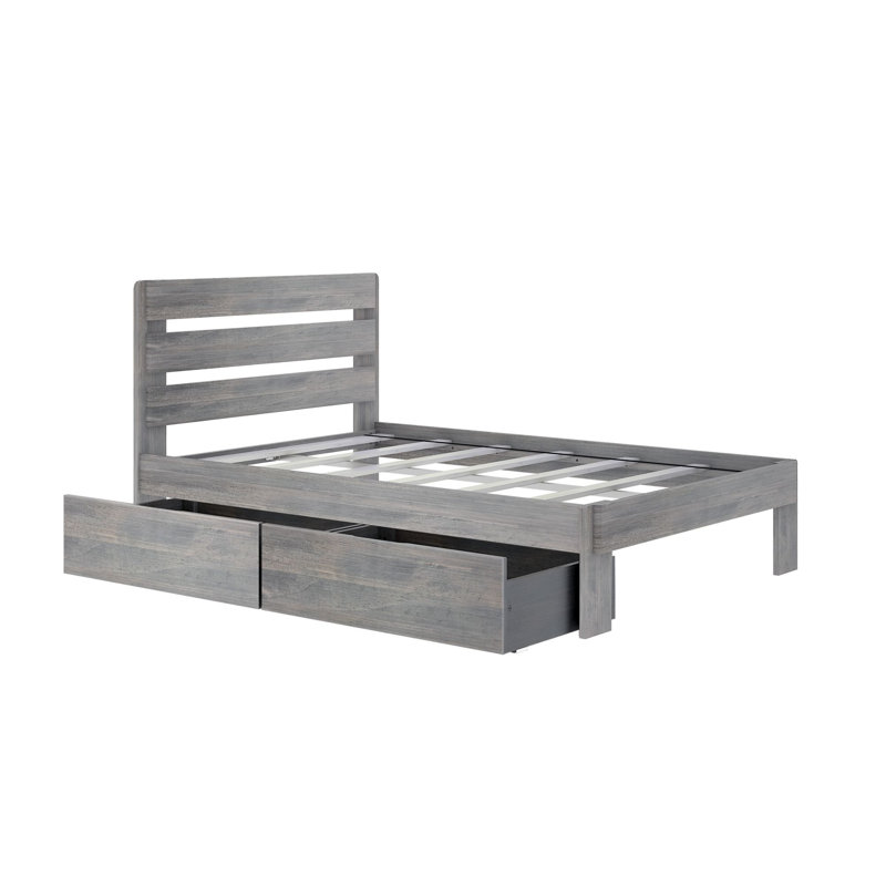 Lit plateforme 2 tiroirs Decimus, Bois flottant, Double