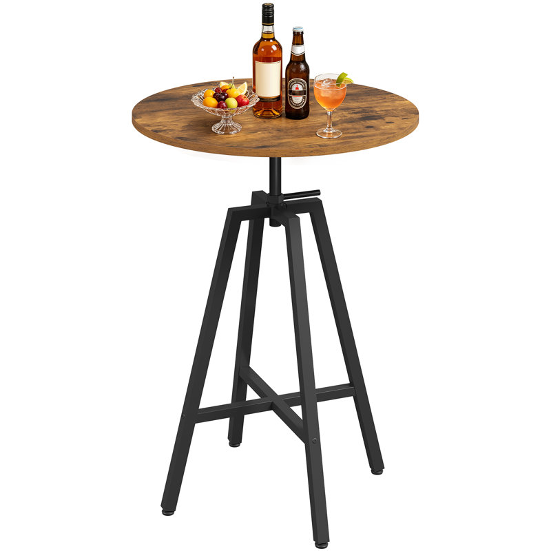 28.9"-37.4"Bar Table Height Adjustable Swivel Round Wood Tabletop 23.6" Dia, Kitchen Dining Office Coffee Bistro Pub Table