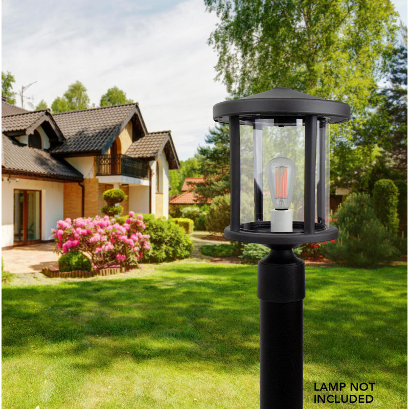 Solus Artisan Round Post Top Fixture with Clear Acrylic Lens, Black