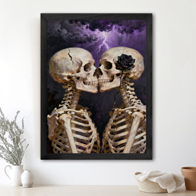 Art mural rétro noir, "Le baiser du crâne", impressions de style rétro