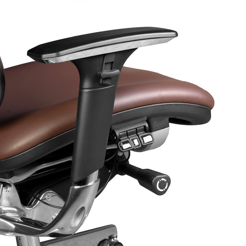 Omega Ergonomic Leather Executive Office Chair With Headrest/Adjustable Lumbar Support, Brown