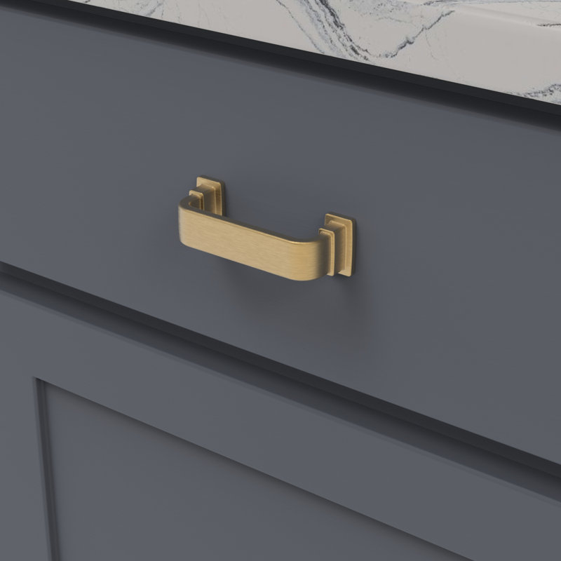 Brighton Collection Handle Pull - Cabinet Pull - Farmhouse Hardware for Drawers & Cabinets, Brushed Golden Brass, 3"