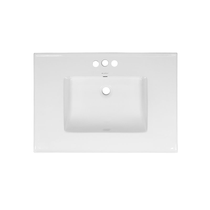 White Ceramic 31" Vanity Top Sink with Centerset Faucet Holes