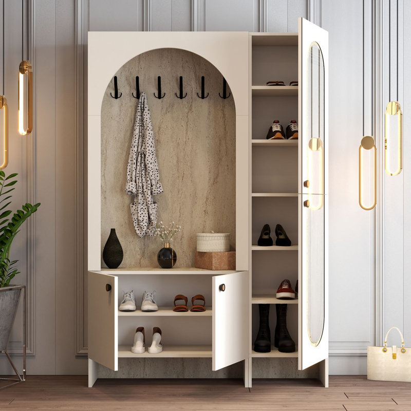 Almendarez Hall Stand, Cream/Travertine