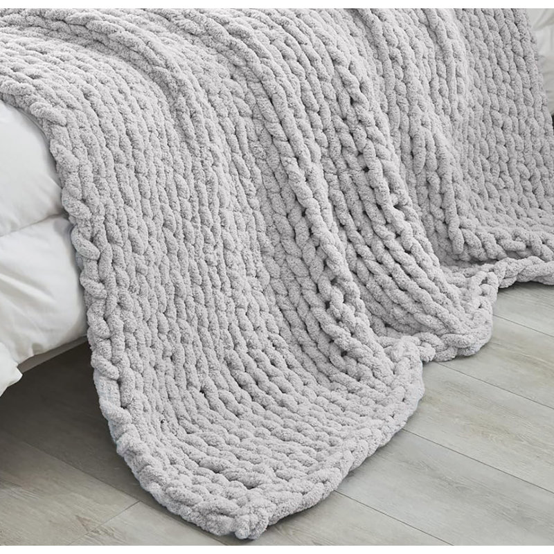 50 po x 60 po - Jeté moelleux épais et épais au crochet, Argent argent