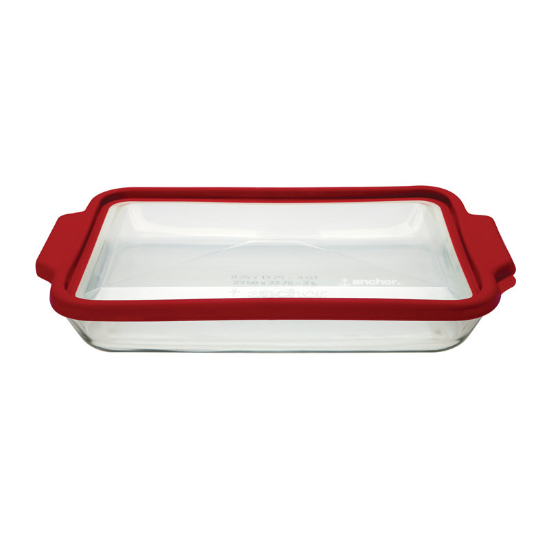 Alta 3 pte Plat de cuisson rectangulaire en verre avec couvercle TrueFit