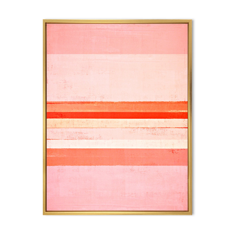 Rose et orange, champs de couleurs - peinture sur toile, H 12 po x l 8 po x P 1 po, Cadre flottant doré