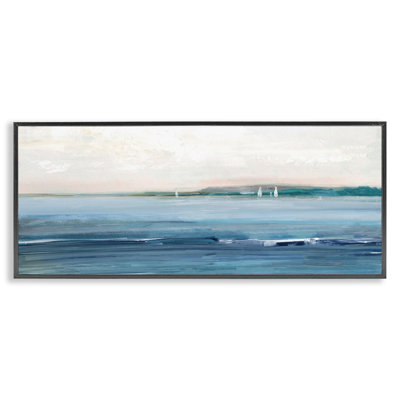 «Morning Sky Abstract Nautical Ocean Landscape Distant Boat» par Sally Swatland - Peinture