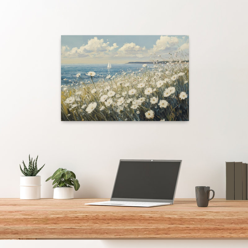 Art contemporain, impression de marguerite, H 16 po x l 24 po