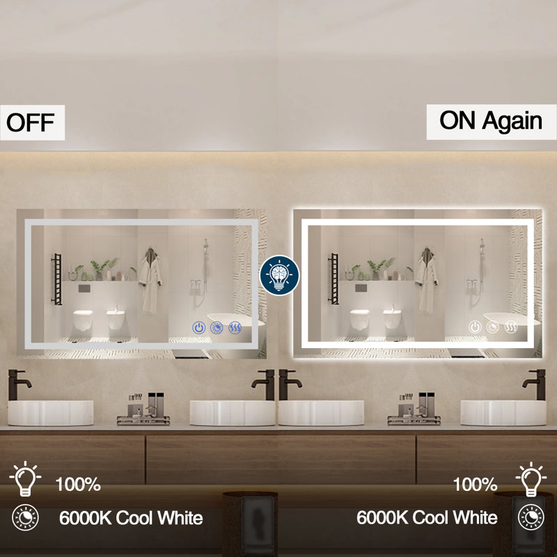 Chevaliers Rectangle Wall Mounted LED Bathroom Mirror Frontlit & Backlit LED Bathroom Vanity Mirror Light, 24" x 40"