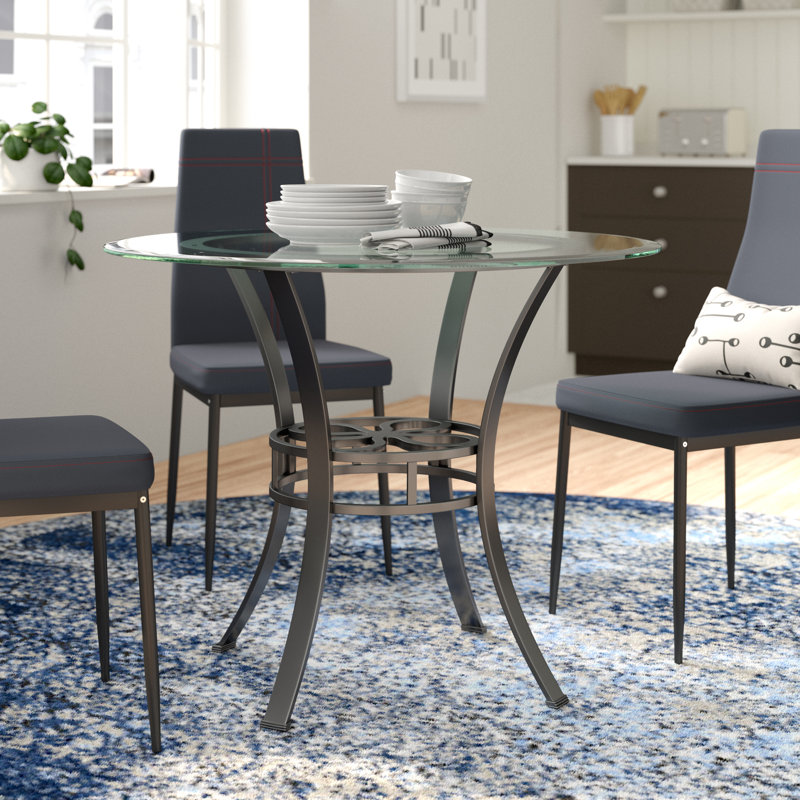 Round Glass Top Metal Base Dining Table