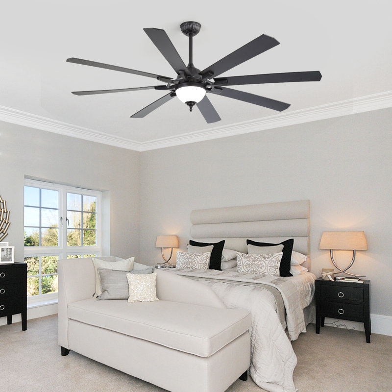 72 Inch Ceiling Fan With Light, 8 Blades Ceiling Fan With Light and Remote, Indoor Ceiling Fan Large Ceiling Fans for Living Room