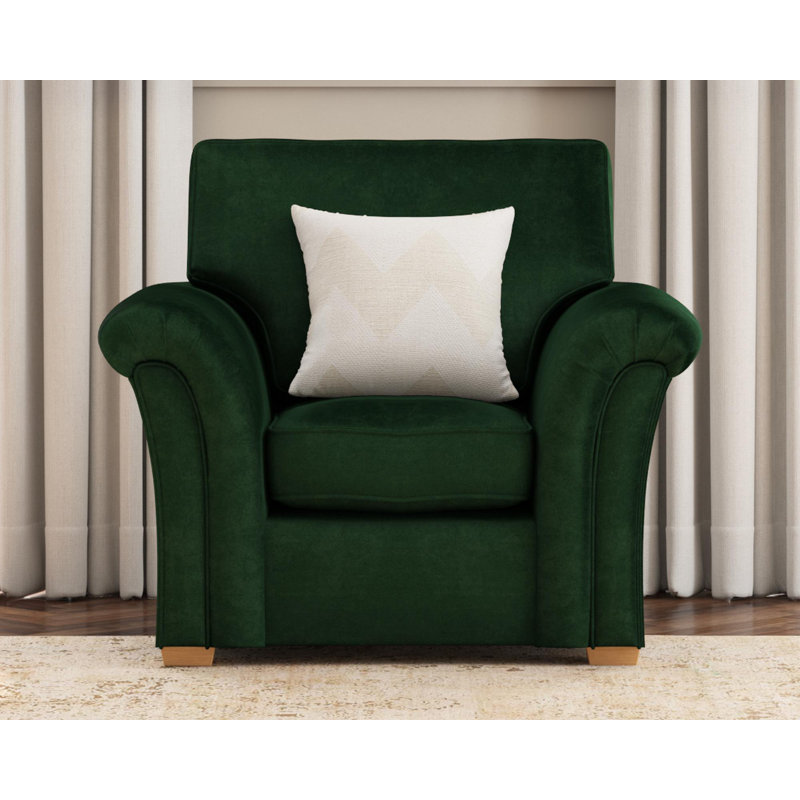Upholstered Armchair, Forest Green